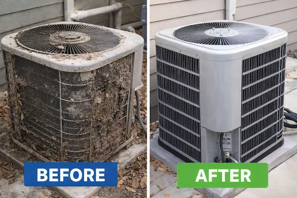 Home 10 AC unit restoration comparison 2