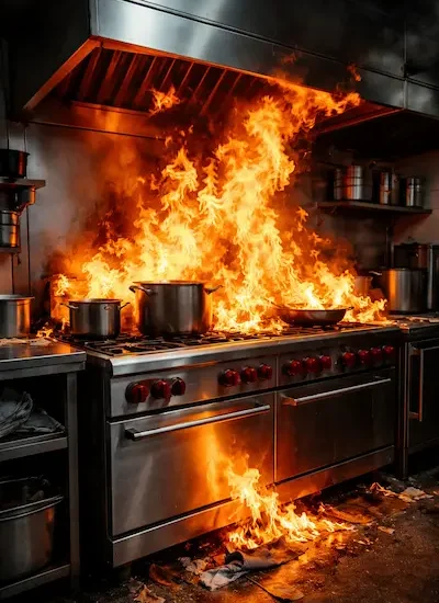 Commercial Six-Burner Gas Range Fire (1)